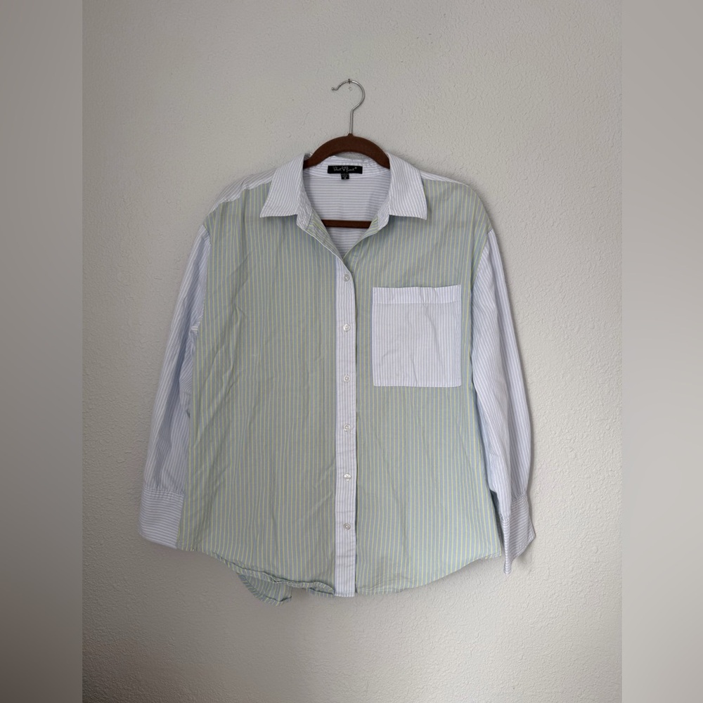 Velvet Heart Striped Blue and Green Button Down